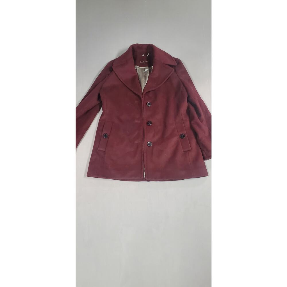 Calvin Klein Women's Red Pea Coat- Size 12